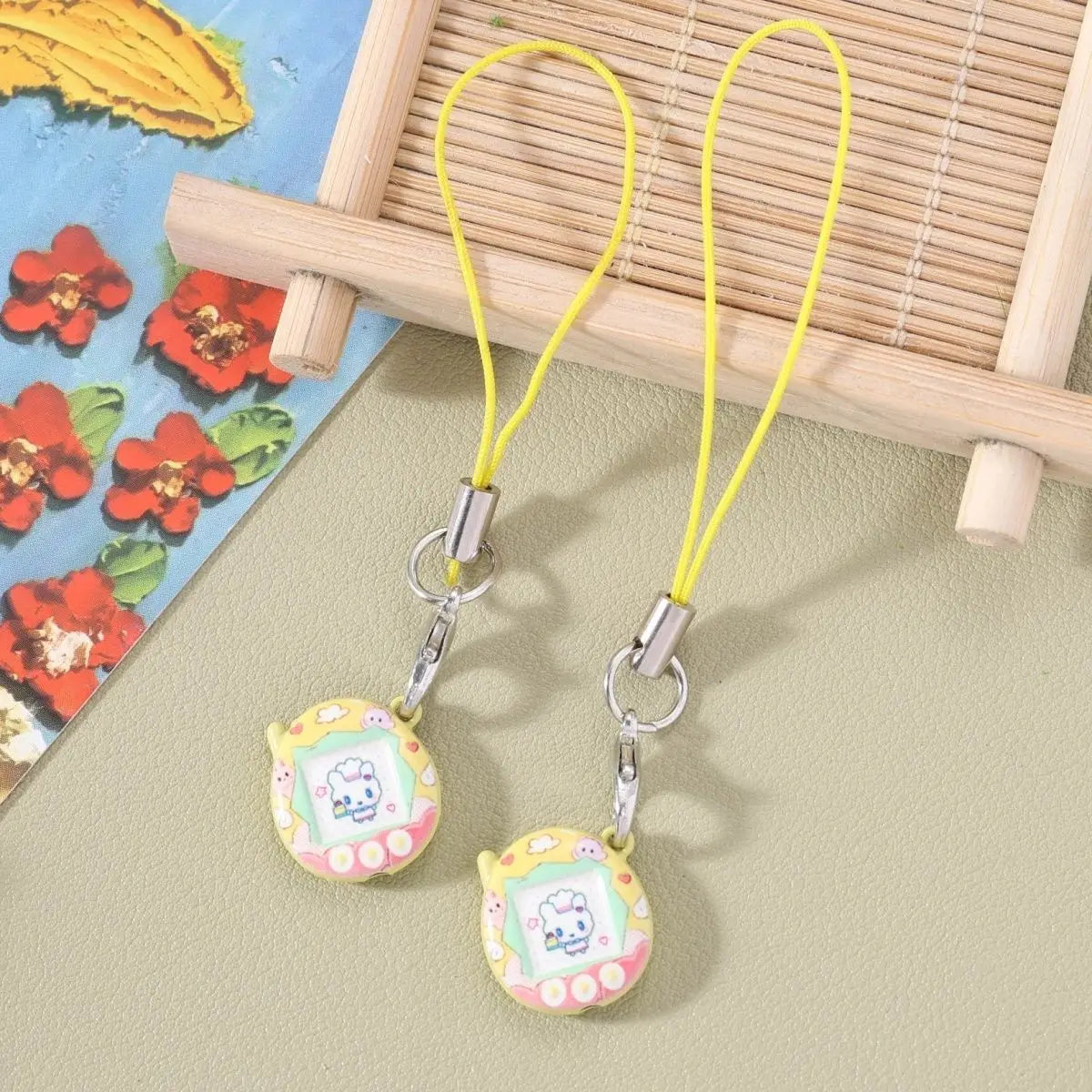 Mini Tamagotchi Alloy Keychain Pendant - Kawaii Miniature Virtual Pet Charm for Phones, Dolls and DIY Decorations
