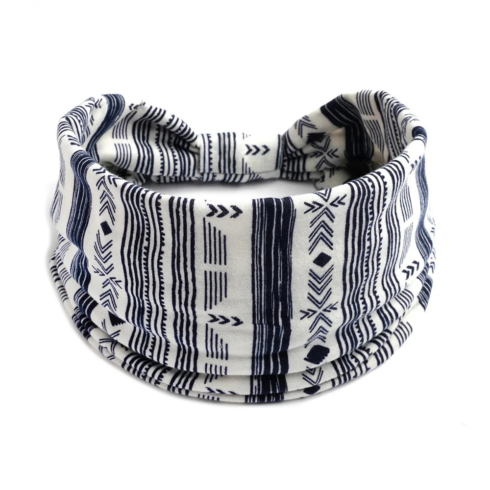 Bohemian Wide Cotton Stretch Headband for Women – Turban Headwrap, Bandage Hairband, Bandana Hair Accessories