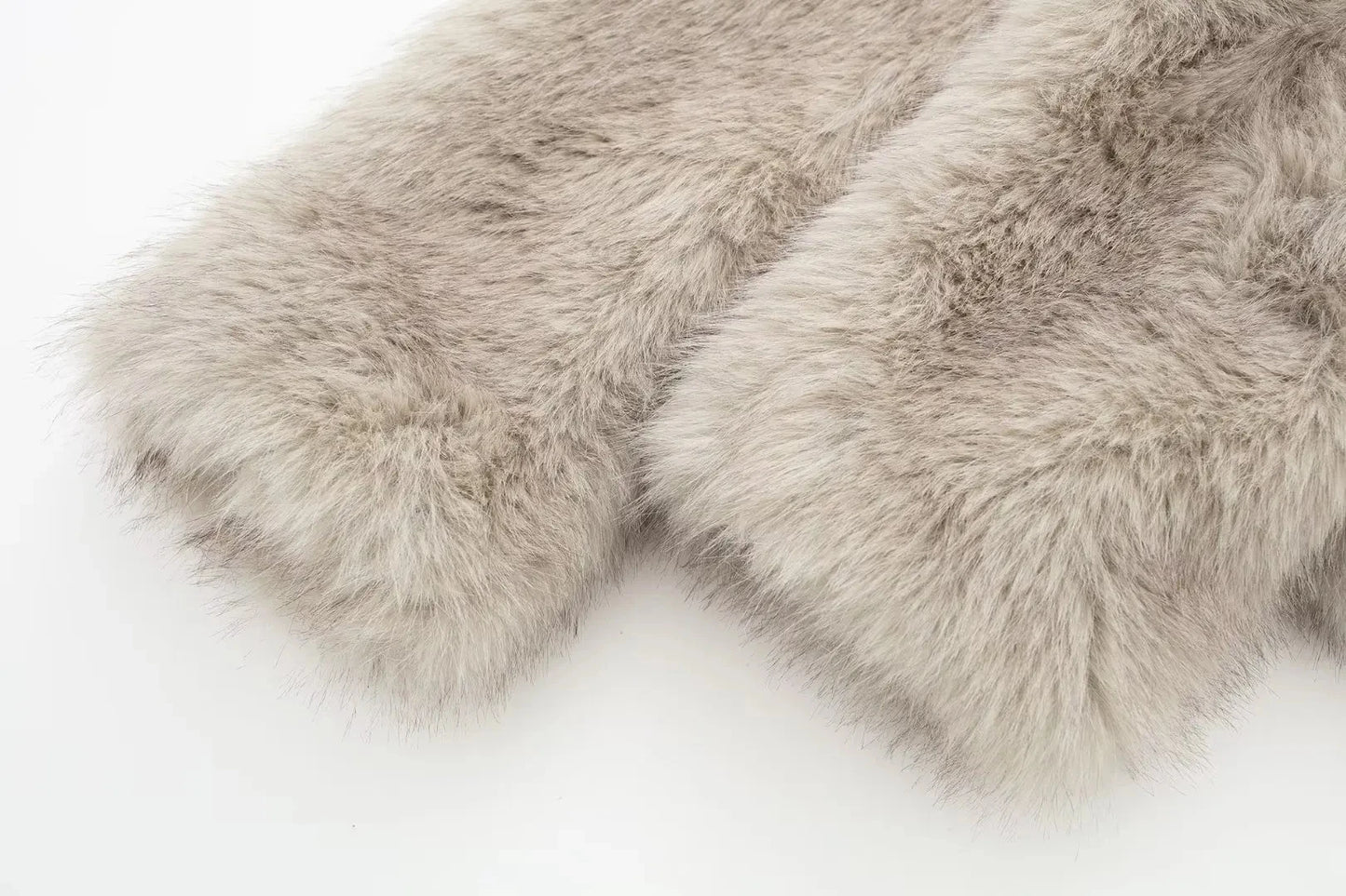 TRAF 2024 Women's Cropped Faux Fur Jacket – Chic Lapel Collar, Long Sleeve, Front Snap-Button Thick Coat