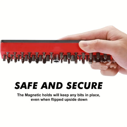 43-Hole Magnetic Screwdriver Bit Storage Box - 1/4-Inch Hex Bit Holder for Toolboxes and Drill Bit Storage