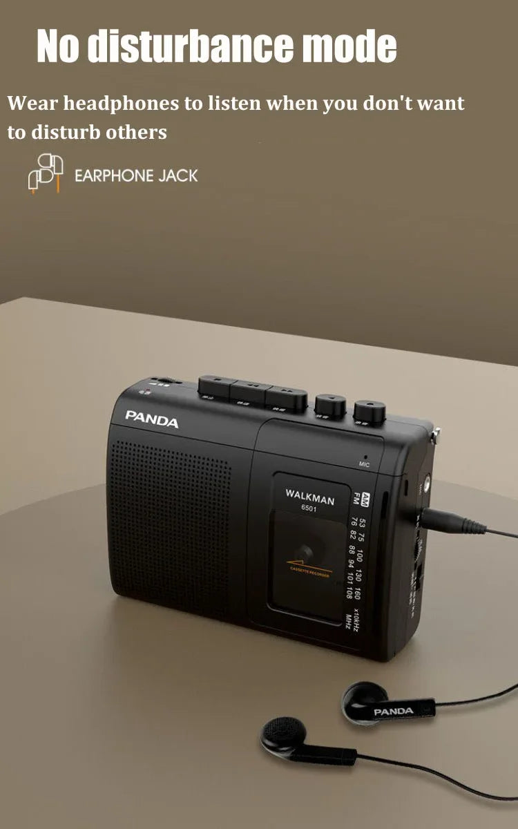 Portable Tape AM/FM Radio – Retro Cassette Music Player Walkman with Loudspeaker & 3.5mm Headphone Support