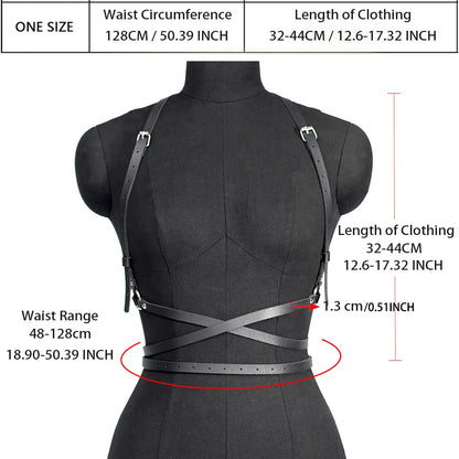 Fashion Leather Body Harness Belt – Gothic Corset Lingerie & Fetish Suspenders for Women