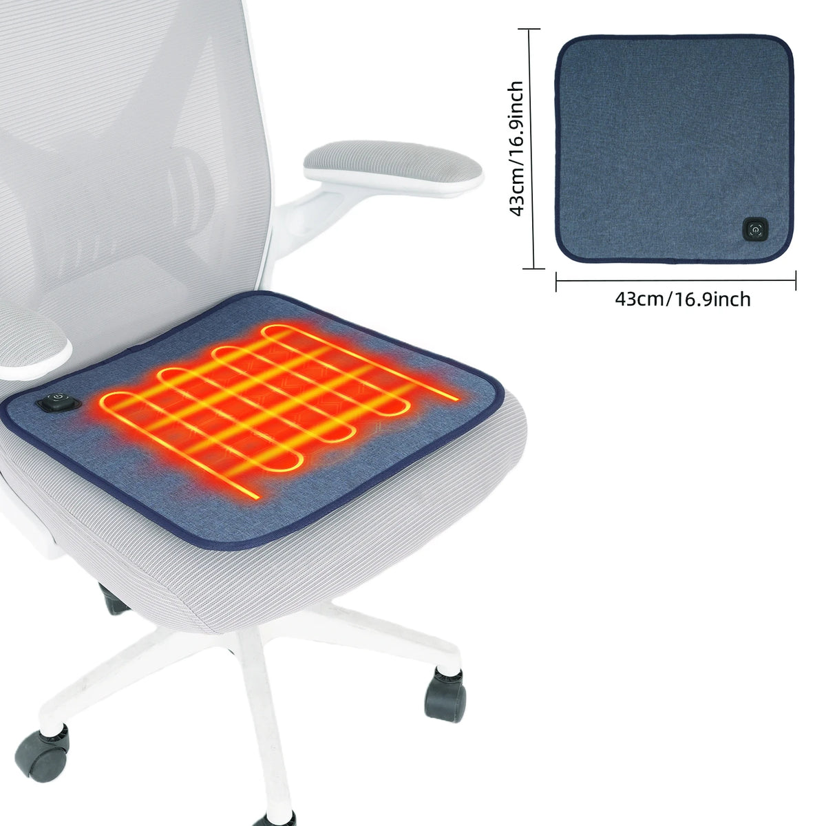USB Heated Seat Cushion - 3-Level Adjustable Heating Pad with 10-Hour Auto Shut-Off for Home, Office and Outdoor Use