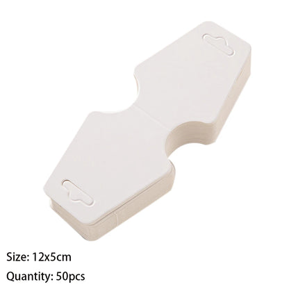 50PCS Blank Jewelry Display Cards — Foldable Adhesive Price Tag Holders for Necklaces & Bracelets, Small Business Packaging Supplies