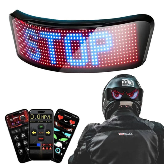 LED Motorcycle Helmet Display Light – Safety Warning Taillight Moto Helmet Accessory for Night Riding Visibility
