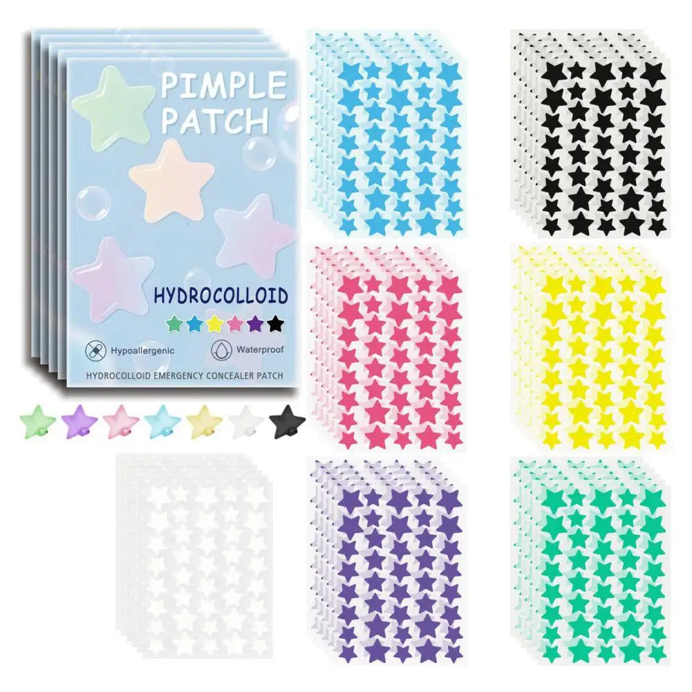 1400-Piece Colorful Star Pimple Patches - Invisible Breathable Hydrocolloid Acne Stickers for Blemish Coverage and Skincare