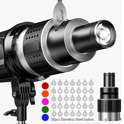 Bowens Mount Flash Snoot Kit – Conical Lens with Optical Spotlight & 35 Gobos for Video, Artist Modelling & Photo Studio Lighting