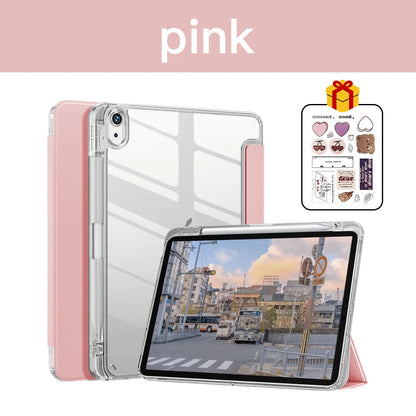 Transparent iPad Case - Protective Cover with Pencil Holder for iPad 7th–9th Gen, 10.2-Inch, Air 4/5, 10.9-Inch & Pro 12.9-Inch