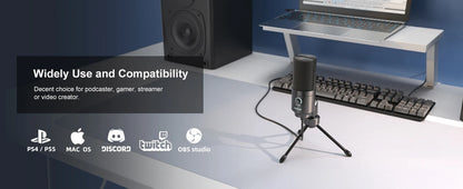 FIFINE K669 USB Condenser Microphone – Metal Recording Mic with Gain Knob for Home Studio, Podcasting & Voice-over