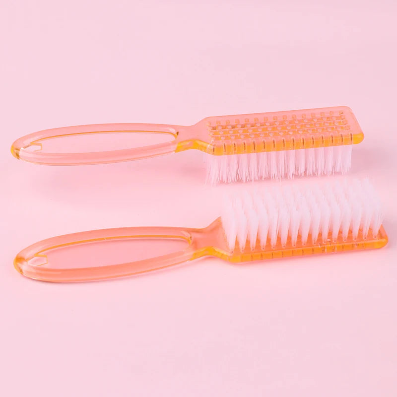 4PCS Transparent Nail Cleaning Brushes – Plastic Handle Pedicure & Manicure Scrub Brushes