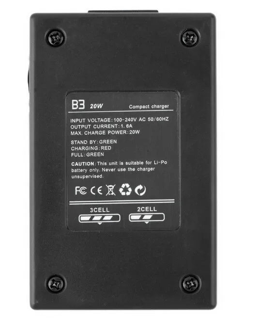 MAX RC B3 20W Pro Compact Balance Charger – 2S 3S 7.4V 11.1V Lithium LiPo Battery Charger