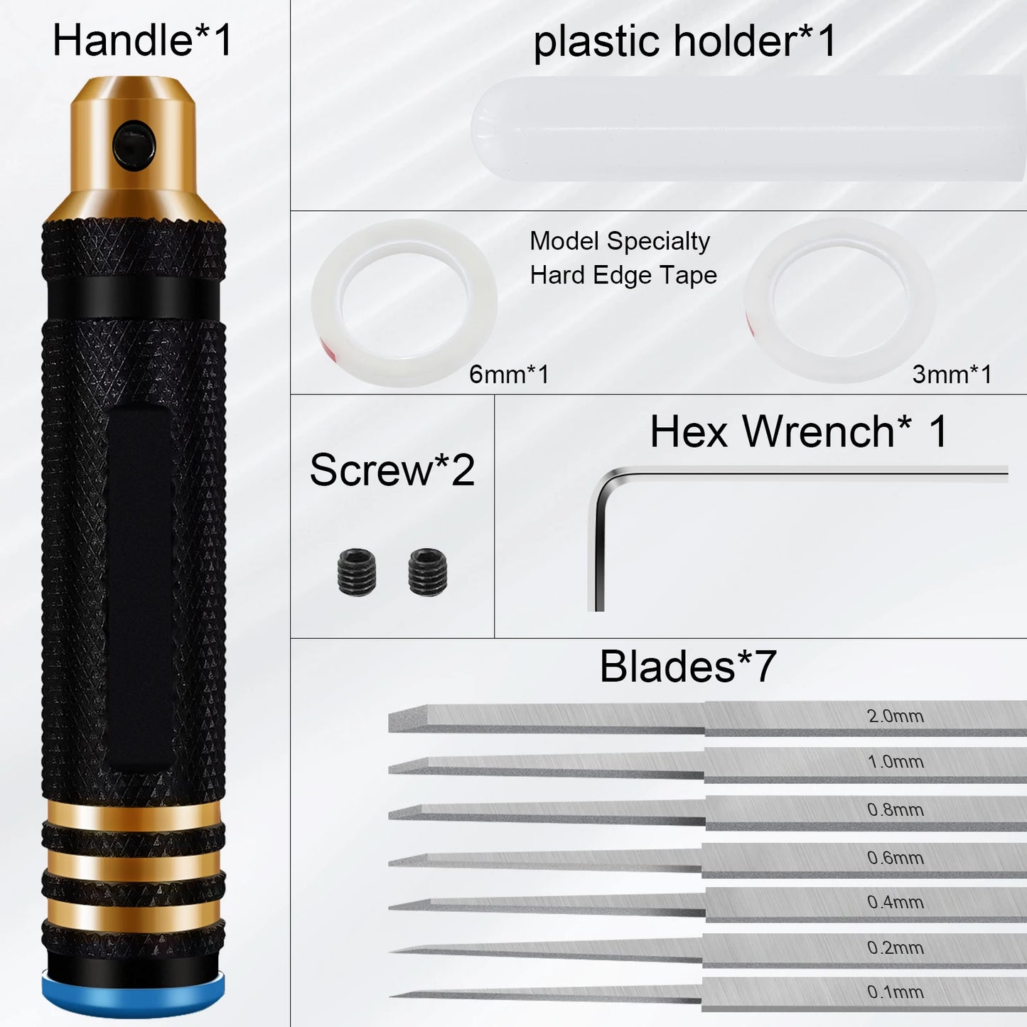 Model Chisel Cutting Tool Set with 7 Blades for Gundam Resin, RC Car & Drone Repair Engraving Scribe Hobby Craft Knife