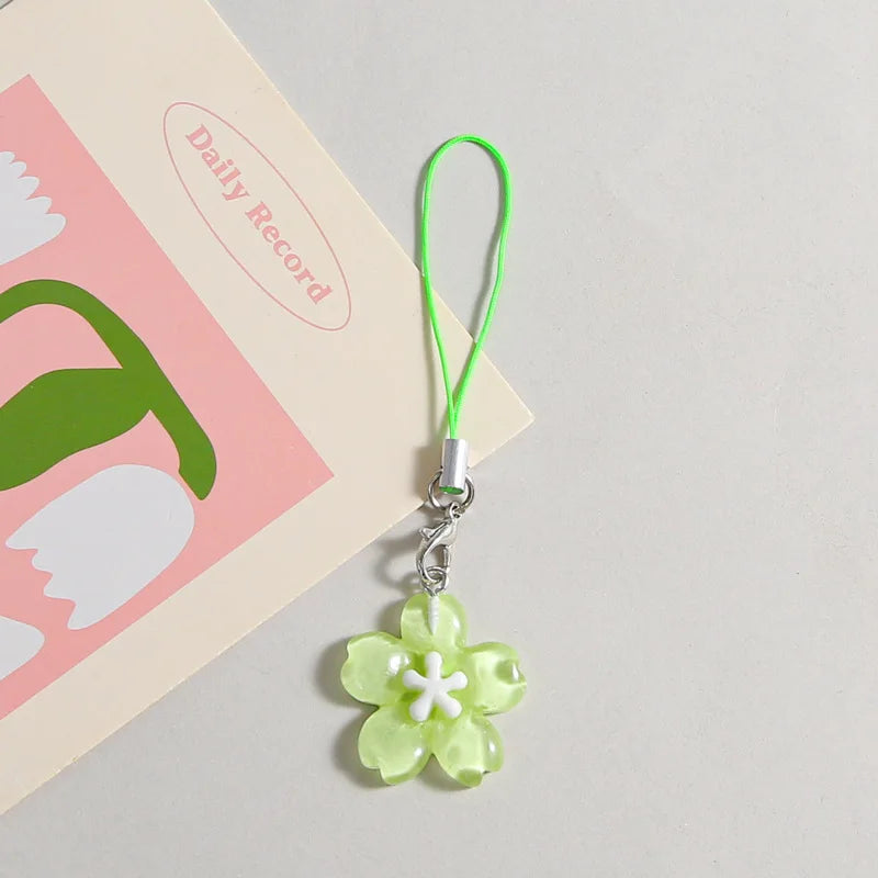 Colorful Resin Flower Phone Chain - Fresh Cute Transparent Key Pendant Bag Charm Accessory for Women & Best Friends