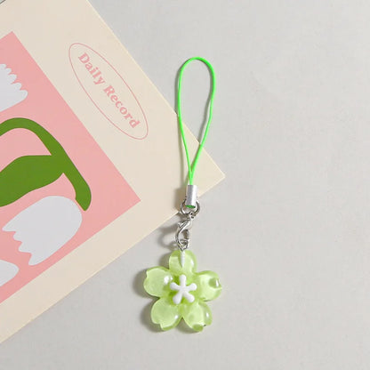 Colorful Resin Flower Phone Chain - Fresh Cute Transparent Key Pendant Bag Charm Accessory for Women & Best Friends