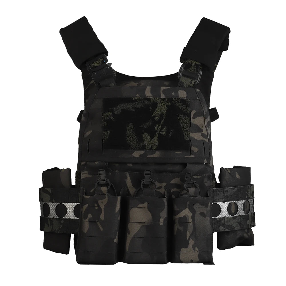 Tactical Vest Ferro Plate Carrier V5 – Military Hunting Airsoft Body Armor with Portable MOLLE System & Triple Magazine Pouch