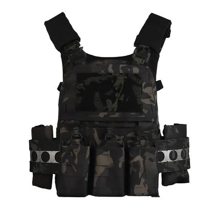 Tactical Vest Ferro Plate Carrier V5 – Military Hunting Airsoft Body Armor with Portable MOLLE System & Triple Magazine Pouch