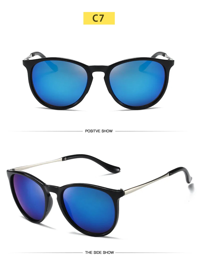 Metal Frame Vintage Round Sunglasses — Reflective UV Protection Shades for Men & Women