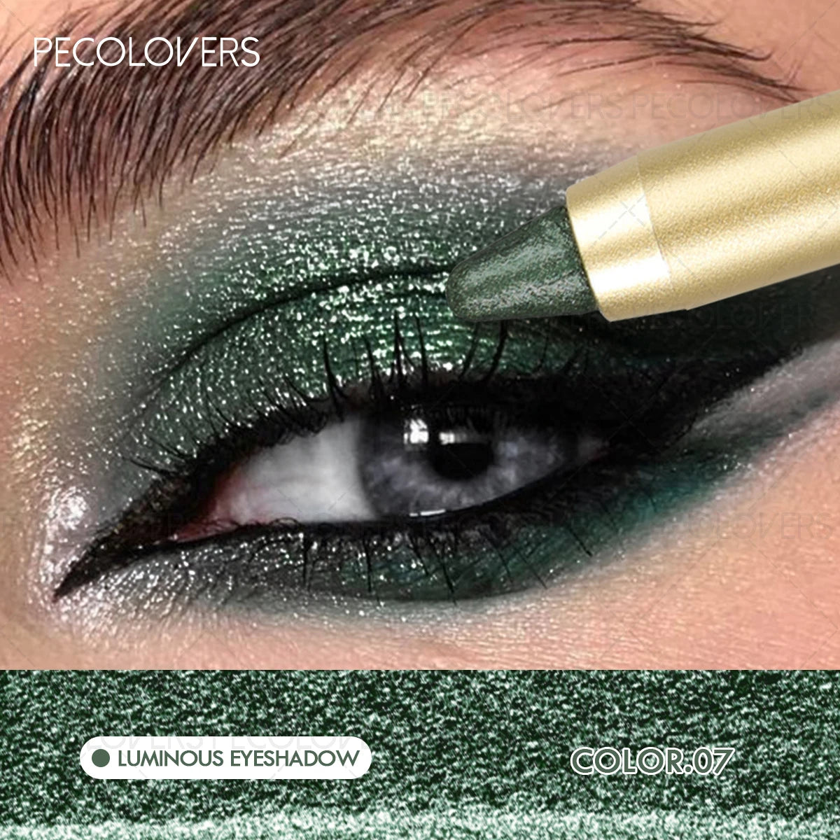 Dual-Ended Waterproof Eyeshadow Stick – Smudge-Proof Glitter and Matte Eye Makeup with Sponge Applicator