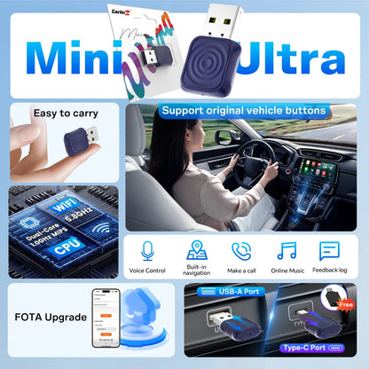CarlinKit Wireless CarPlay & Android Auto Adapter - OEM Car Upgrade with WiFi & Bluetooth