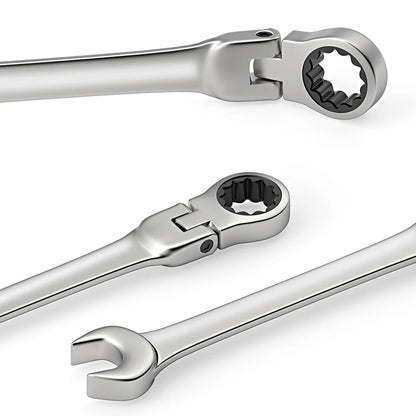 6-22mm Metric Ratcheting Combination Wrench Set – Flex Head Chrome Vanadium Steel Spanners with Carry Bag