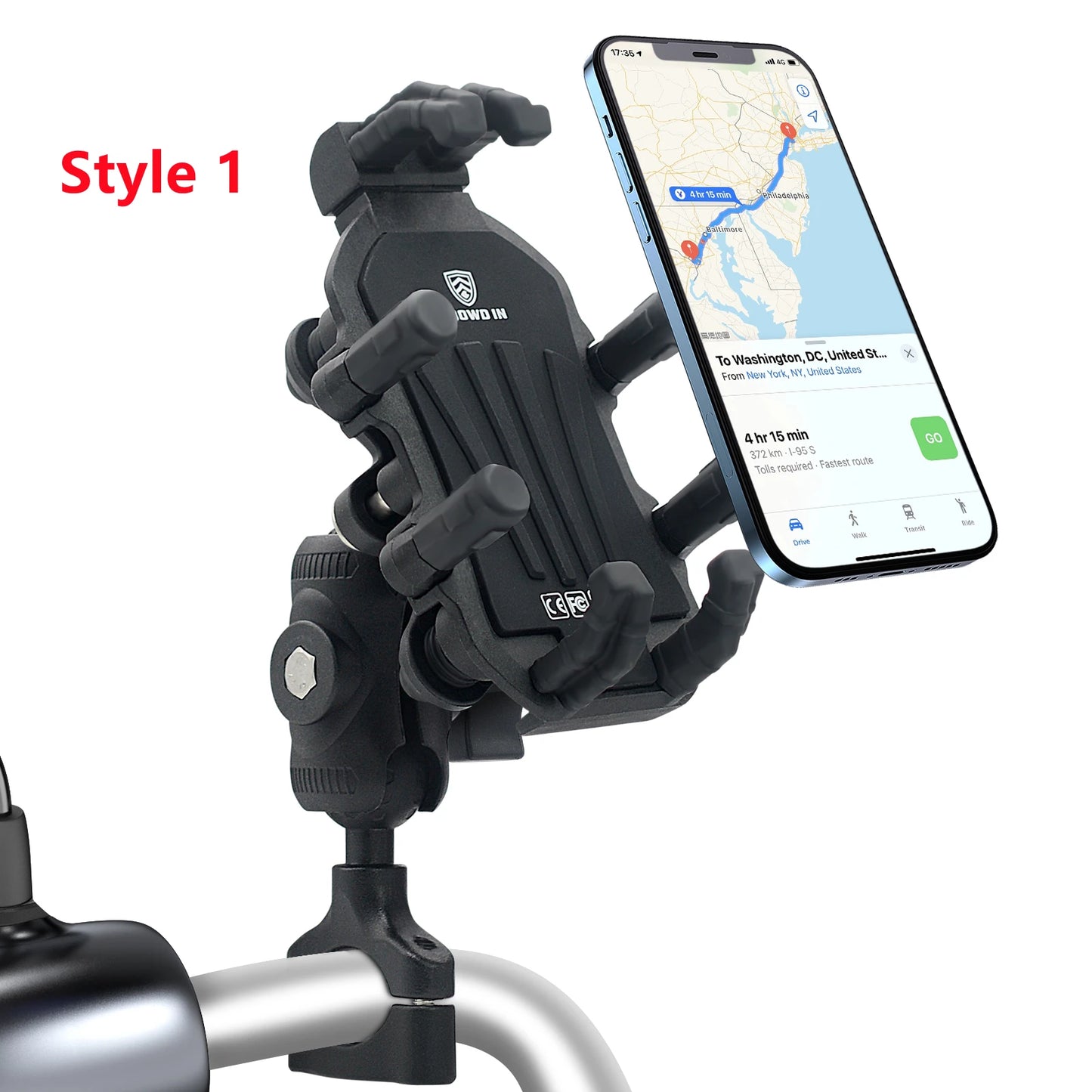 Aluminum Motorcycle Handlebar Phone Holder – Anti-Vibration Navigation & Mirror Mount Stand