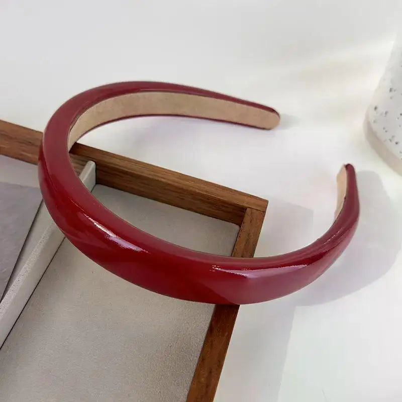 Retro Red Leather Sponge Headband – Fashionable Hair Hoop for Women, Wash Face & Party Hair Accessories Gift