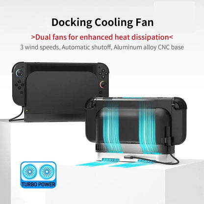 Universal Nintendo 2 Base with Cooling Fan — Dual-Fan Adjustable Heat Sink Docking Station with 3-Speed Wind Control