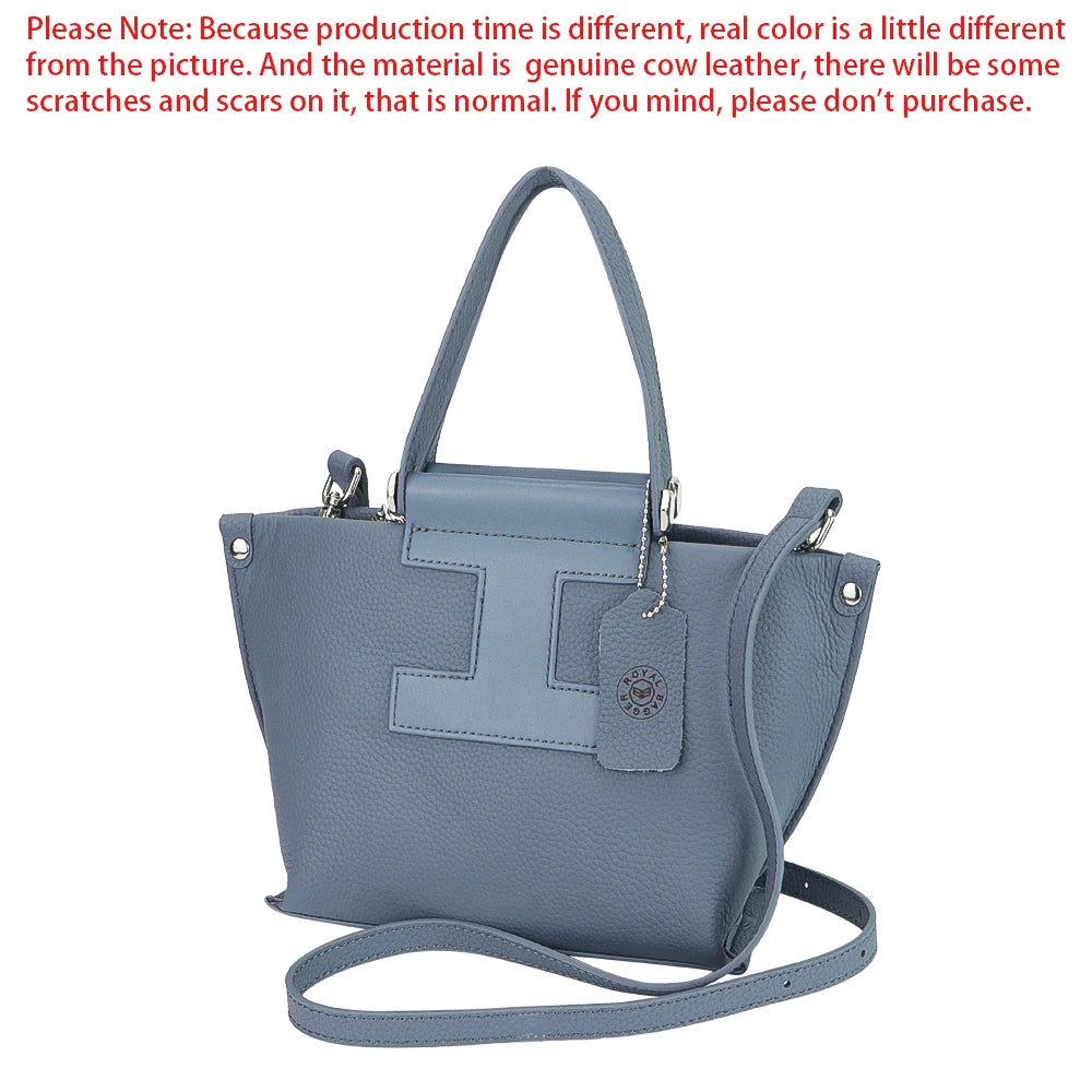 Royal Bagger Top-Handle Genuine Leather Handbag for Women – Trendy Casual Crossbody Bag with Adjustable Shoulder Strap 1859
