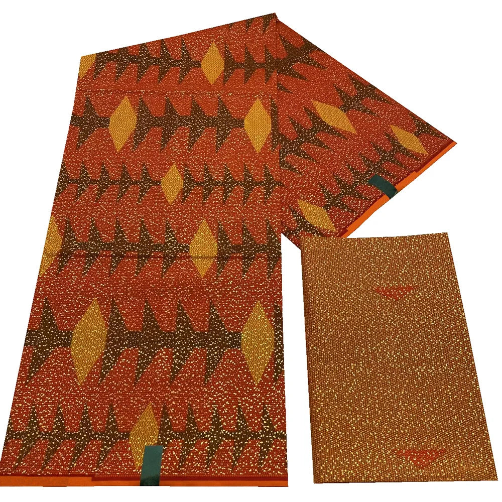 Kente Golden Wax Cotton Fabric - African Dutch Nigerian Ankara Batik Party Dress Fabric 2+4 Yards