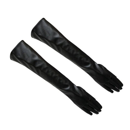 Fashion Women’s Long Leather Gloves – Warm Winter Elbow-Length Soft Lined Evening Party Gloves High Quality Stylish Handwear