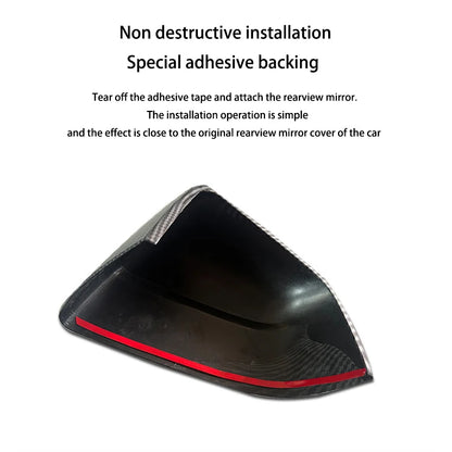 Carbon Fiber Side Mirror Covers - Tesla Model Y Juniper 2025 ABS Rearview Mirror Exterior Accessories