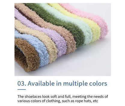 Fuzzy Shoelaces 15mm — Soft Plush Towel Laces for Fall, Winter, Halloween & Christmas Casual Sneakers