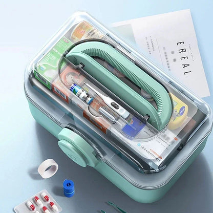 Large Capacity Family Medicine Organizer Box – Portable Plastic First Aid Kit & Home Medicine Storage Organizer