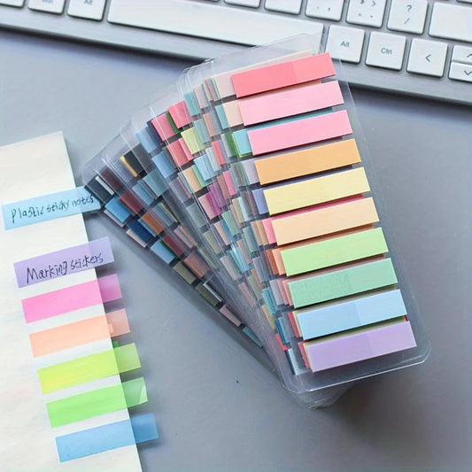 200Pcs Retro Fluorescent PET Transparent Sticky Notes – Morandi Color-Coded Self-Adhesive Index Markers for Office Supplies