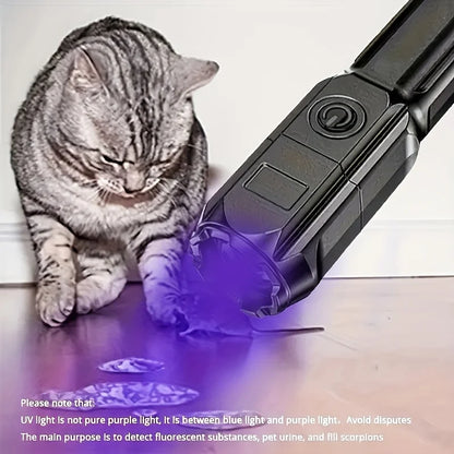 Portable UV Flashlight UV395NM – Zoomable ABS Torch with 3 Modes for Camping, Pet Stains, & Fluorescent Detection