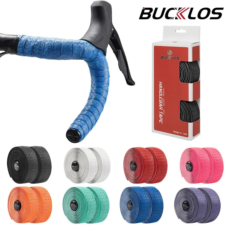 BUCKLOS Road Bike Handlebar Tape – PU Shock-Absorbing Anti-Slip Wrap with Bar End Plugs for Cycling