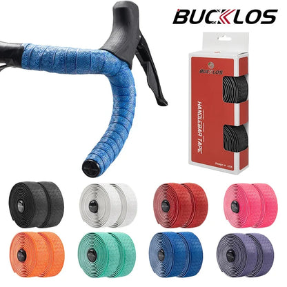 BUCKLOS Road Bike Handlebar Tape – PU Shock-Absorbing Anti-Slip Wrap with Bar End Plugs for Cycling