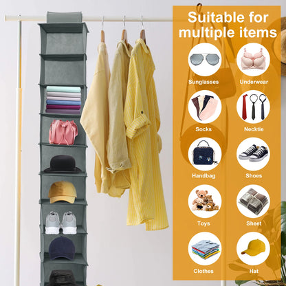 10-Layer Foldable Hanging Shoe Organizer – Non-Woven Space-Saving Shoe Rack for Home Bedroom Closet