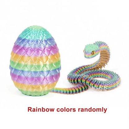 3D Printed Snake Egg Mold – Creative Decompression Rotatable Articulated Snake Desktop Ornament & Realistic Animal Toy for Kids