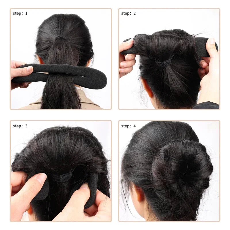 Plastic Loop Sponge Hair Styling Tool: Curly Hair Maker with Twist Donut Bun Curler - Hairstyle Accessories