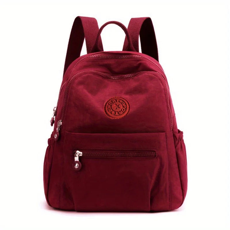 Solid Color Nylon Backpack - Lightweight, Fashion Daypack for Work and Travel, Luggage-Hangable School Bag