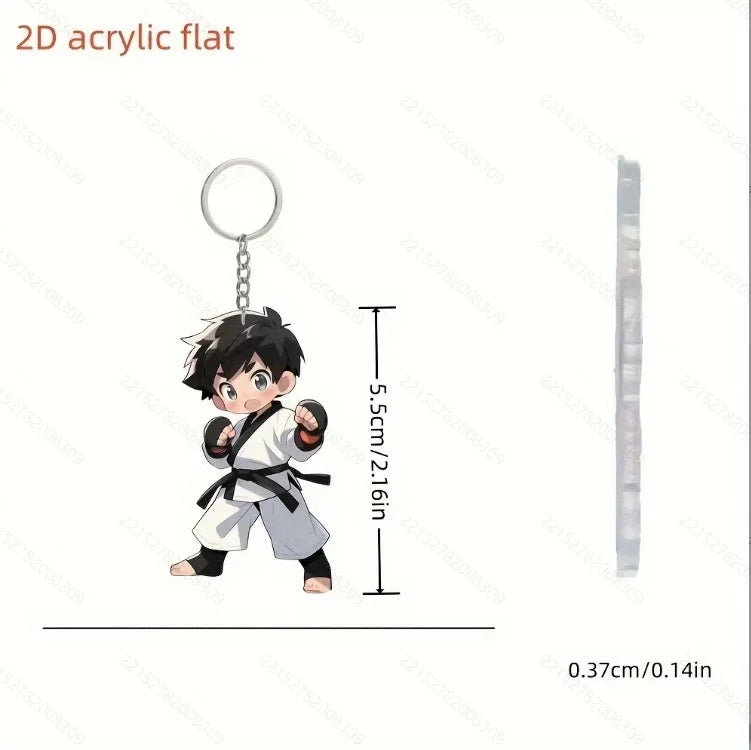 2D Flat Taekwondo Kung Fu Acrylic Keychain – Car Rearview Mirror and Backpack Pendant Accessory Gift