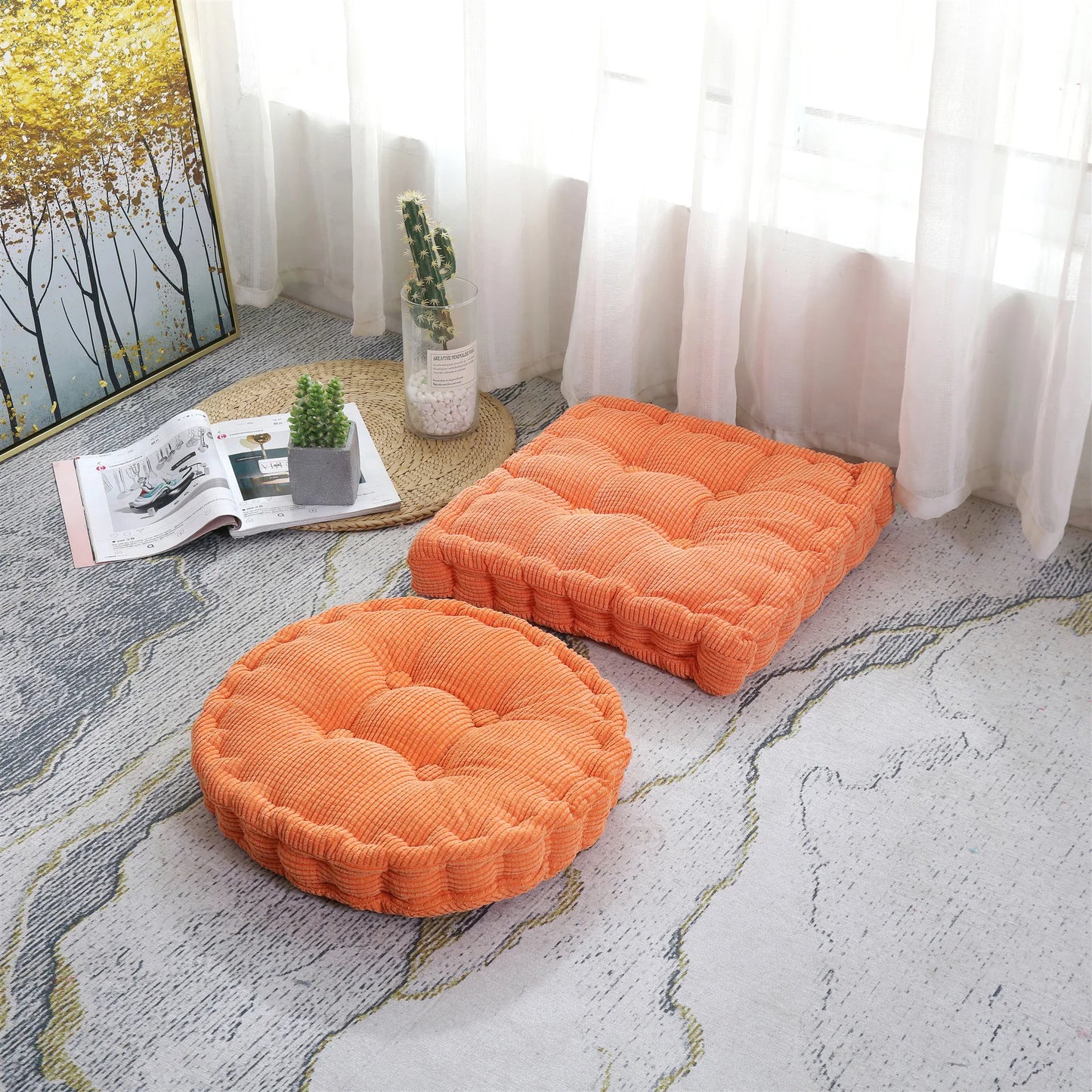 Meditation Floor Square Pillow – Thick Tufted Cushion for Yoga, Balcony, Chair & Seating