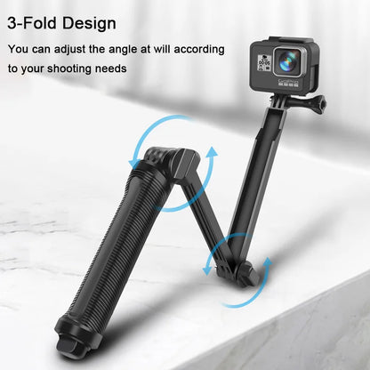 3-Fold Waterproof Selfie Stick & Mini Tripod – 3-Way Monopod Stand for GoPro 7–12, Insta360, Osmo Action Cameras