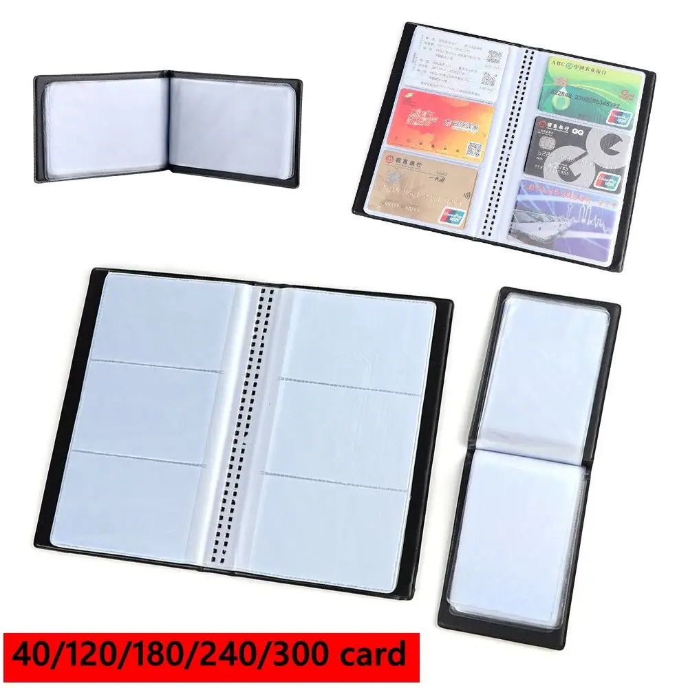 Leather ID & Credit Card Holder Book – 40/120/180/240/300 Card Organizer Album Case