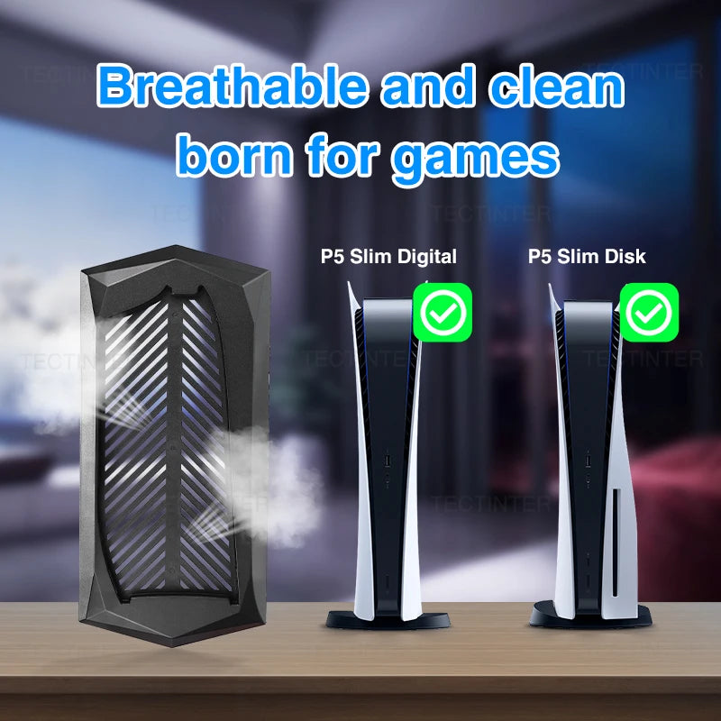 PS5 Slim Vertical Stand Base – Non-Slip Console Support with Built-in Cooling Vents for PlayStation 5 Slim