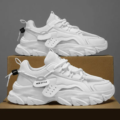 Men's Breathable Casual Sneakers - Thick Soled Soft Soles Tennis Shoes for Outdoor Running & Comfort