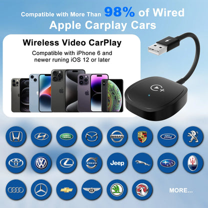 Wireless Video CarPlay Adapter - Supports Netflix, YouTube, TikTok for OEM Wireless CarPlay Vehicles
