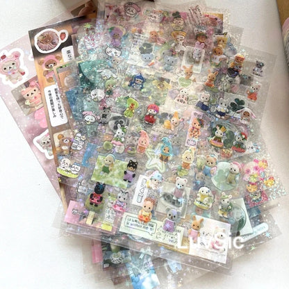6pcs/10pcs Y2K Glitter Laser Stickers – Cute Random Phone, Camera, Luggage & Journal Stickers, Kawaii Decoration Gift