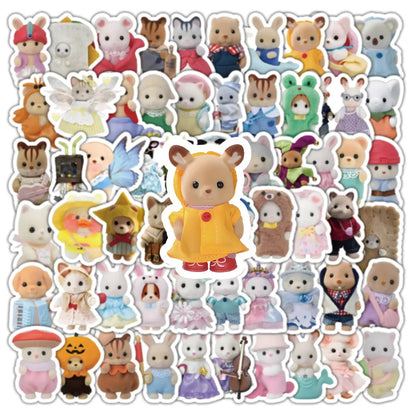 100/200pcs Calico Critters Stickers — Waterproof Cartoon Decals for Laptops, Scrapbooks, Skateboards & Kids’ Decor